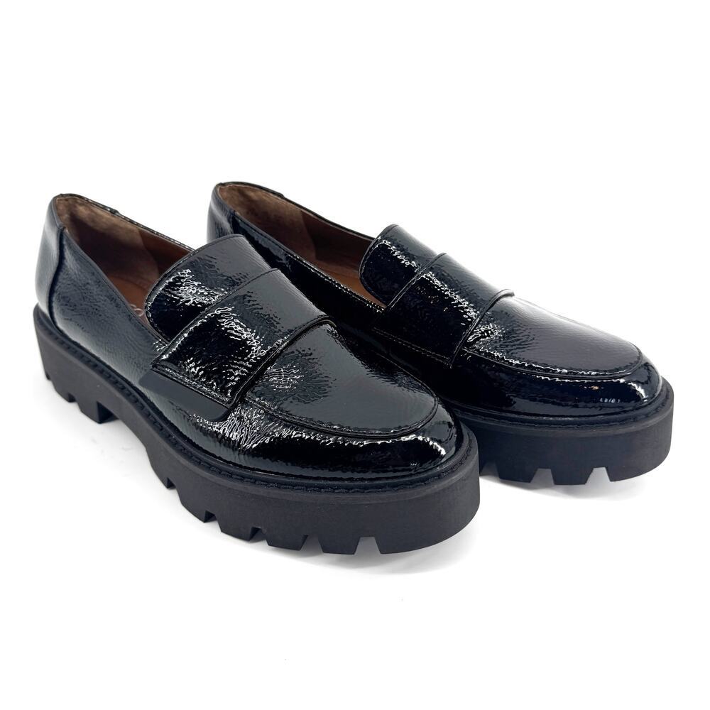Franco Sarto Brindy Black Faux Leather Platform Loafer Womens 6.5 NEW Chunky Y2K